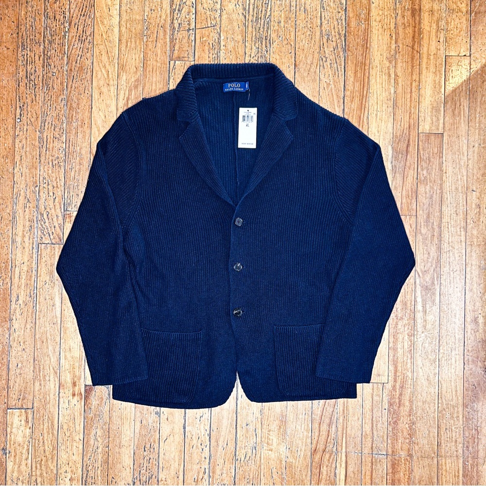 Polo Ralph Lauren Navy knitted Cardigan Sweater (Size XL)